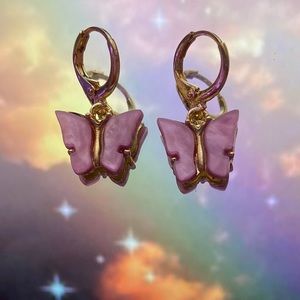 Pink butterfly earrings